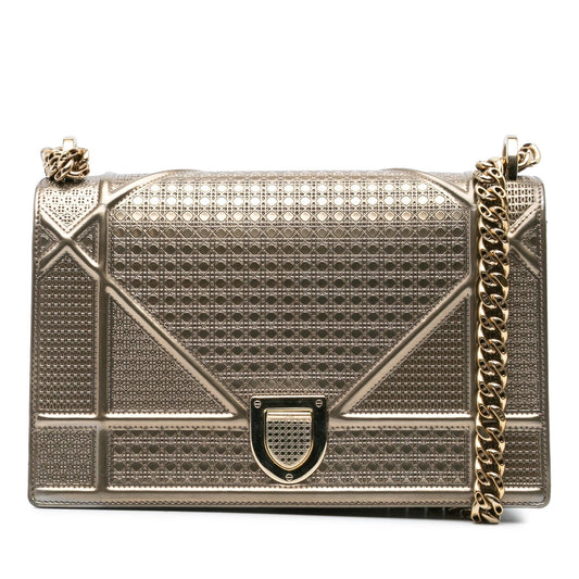 Dior Medium Metallic Patent Microcannage Diorama Flap
