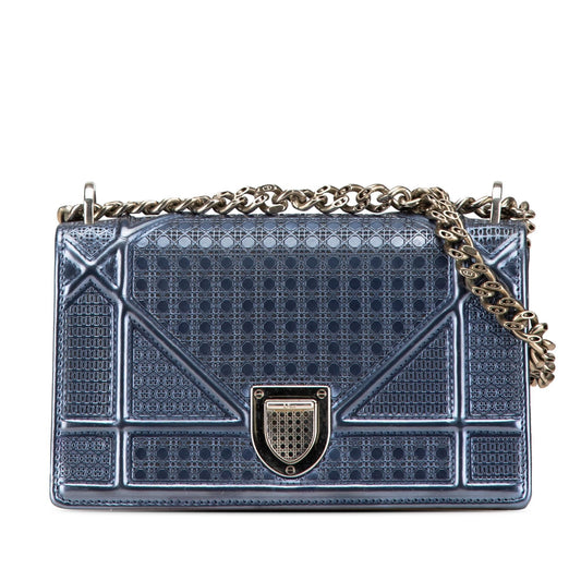 Dior Mini Metallic Patent Microcannage Diorama Flap