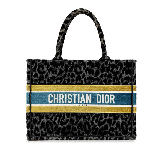 Dior Mizza Medium Embroidered Canvas Leopard Book Tote