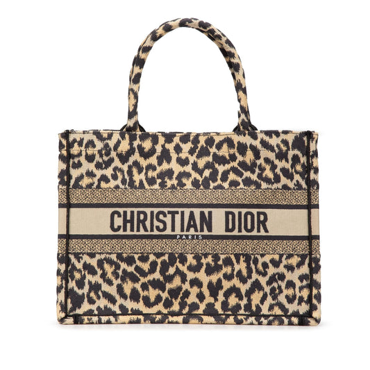 Dior Mizza Medium Embroidered Canvas Leopard Book Tote