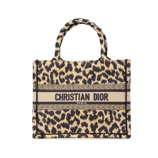 Dior Mizza Small Embroidered Canvas Leopard Book Tote
