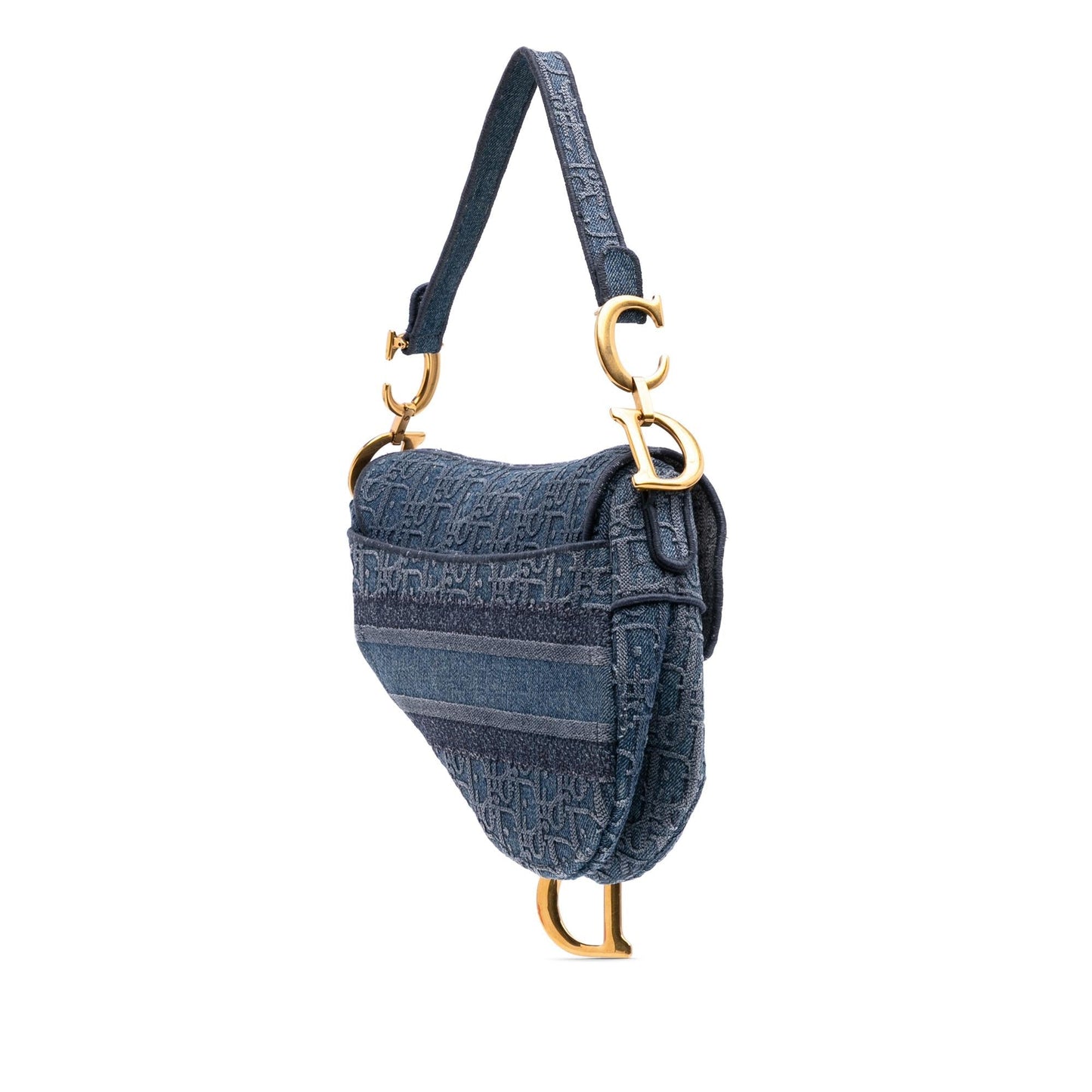 Dior Oblique Denim Embroidered Saddle Bag