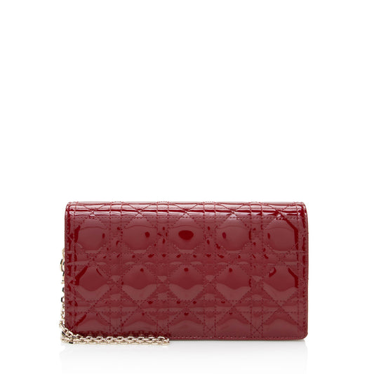 Dior Patent Leather Cannage Dior Chain Pouch (SHF-22842)