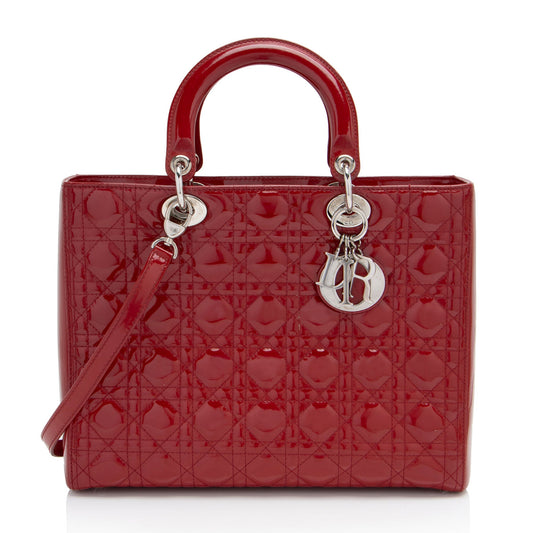 Dior Cannage Patent Leather Dior Large Tote