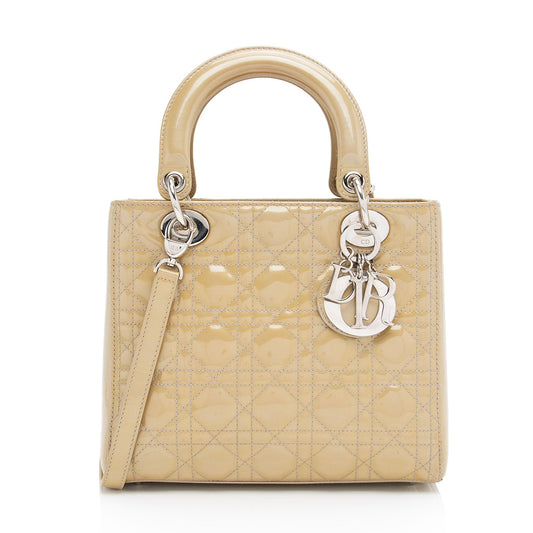 Dior Patent Leather Dior Medium Tote (SHF-595Avu)