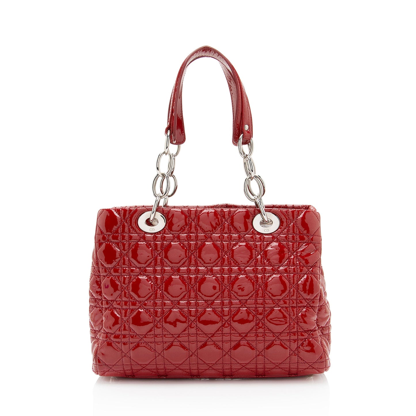 Dior Patent Leather Soft Cannage Dior Small Shopping Tote (SHF-vm0Byx)