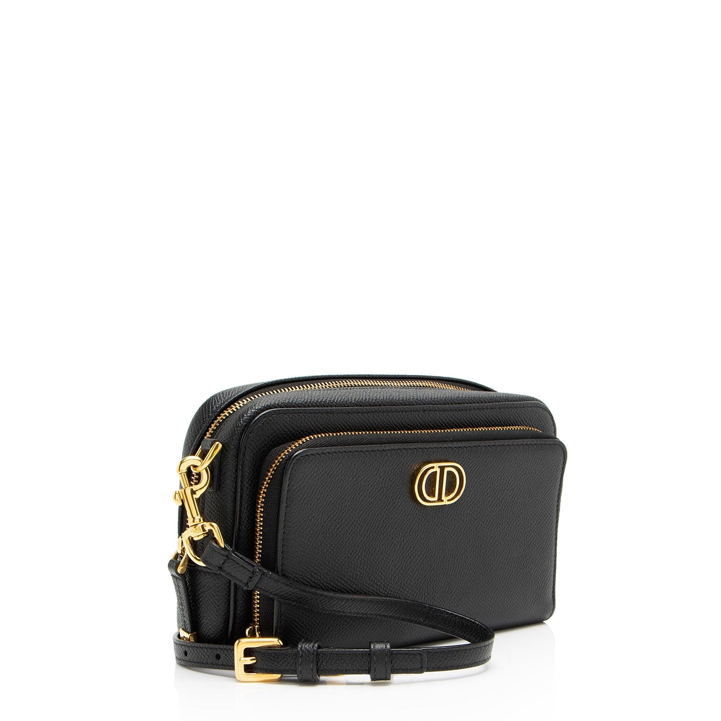 Dior Pebbled Leather Caro Double Pouch Crossbody