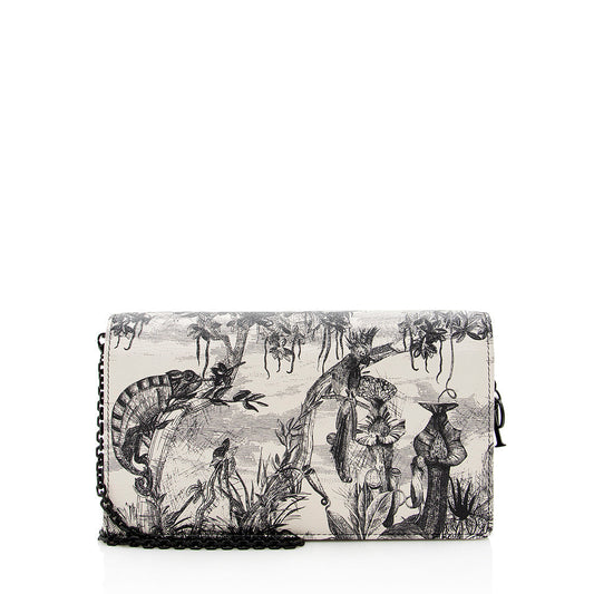 Dior Printed Leather Toile de Jouy Dior Wallet on Chain Bag (SHF-19829)