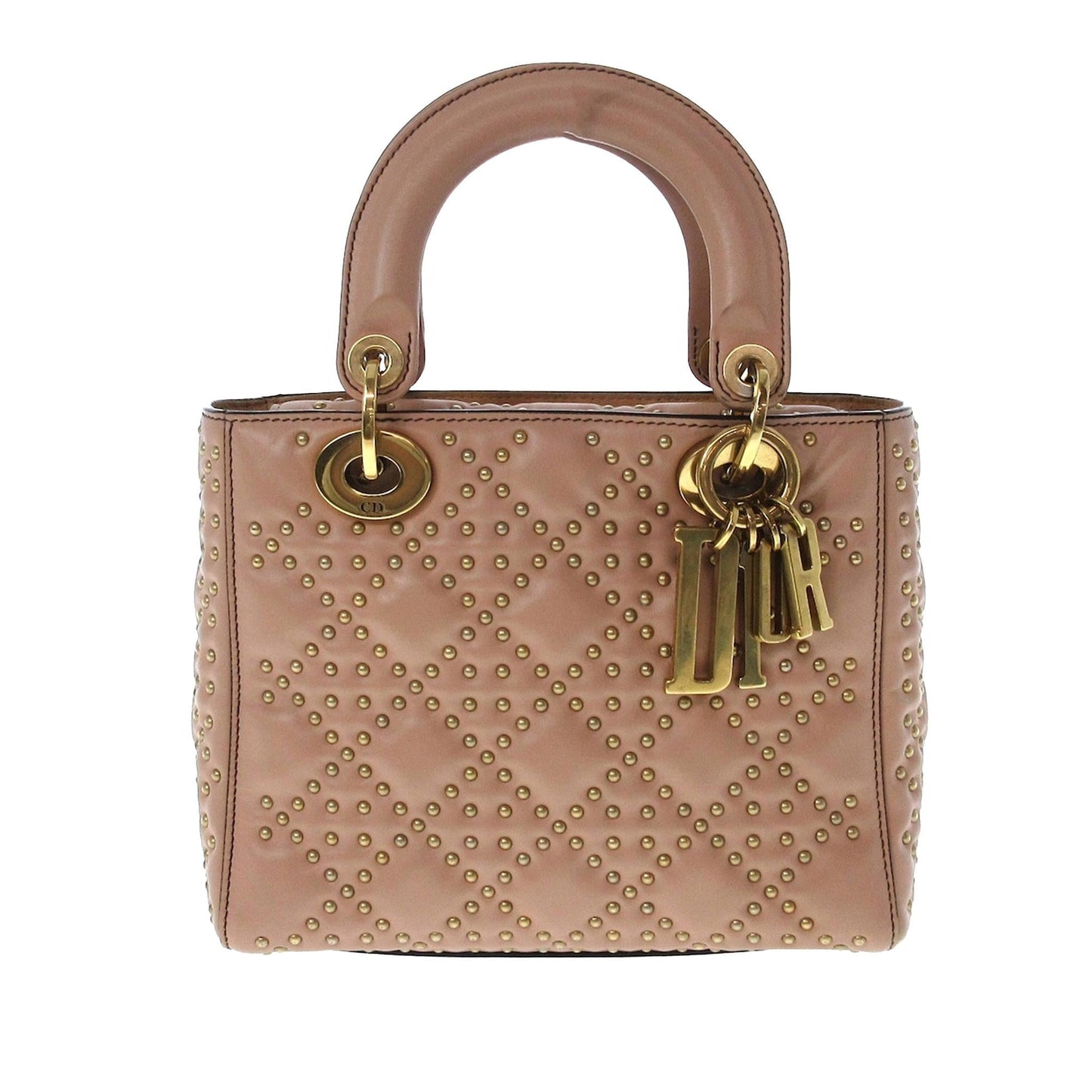 Dior Small Cannage Supple Dior Studded Leather Satchel (SHG-AKuaqA)