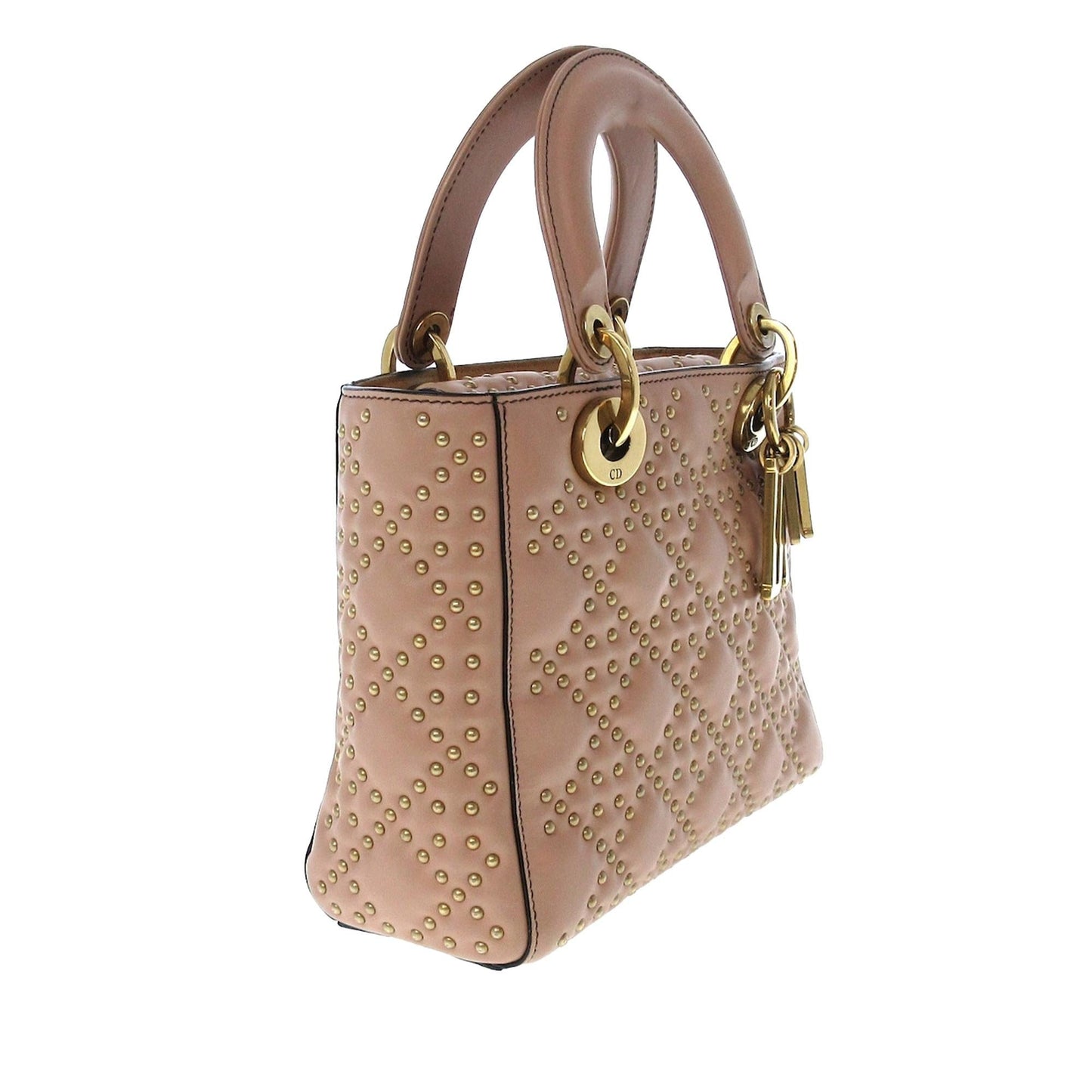 Dior Small Cannage Supple Dior Studded Leather Satchel (SHG-AKuaqA)