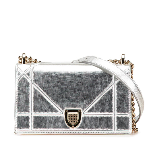Dior Small Metallic Grained Calfskin Diorama Flap