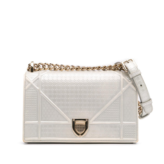 Dior Small Metallic Patent Microcannage Diorama Flap