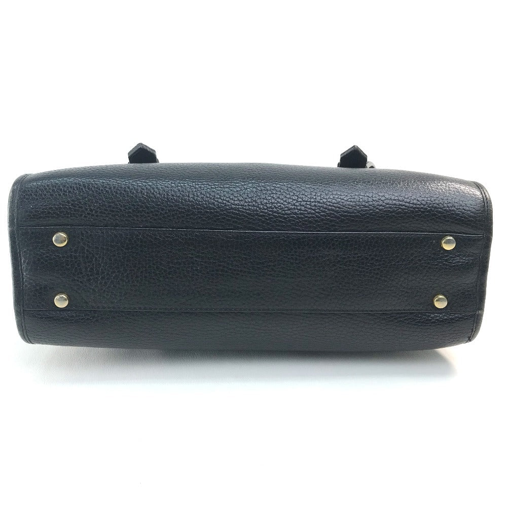CELINE Handbag leather Black x Gold Metal Chain lock Women Secondhand