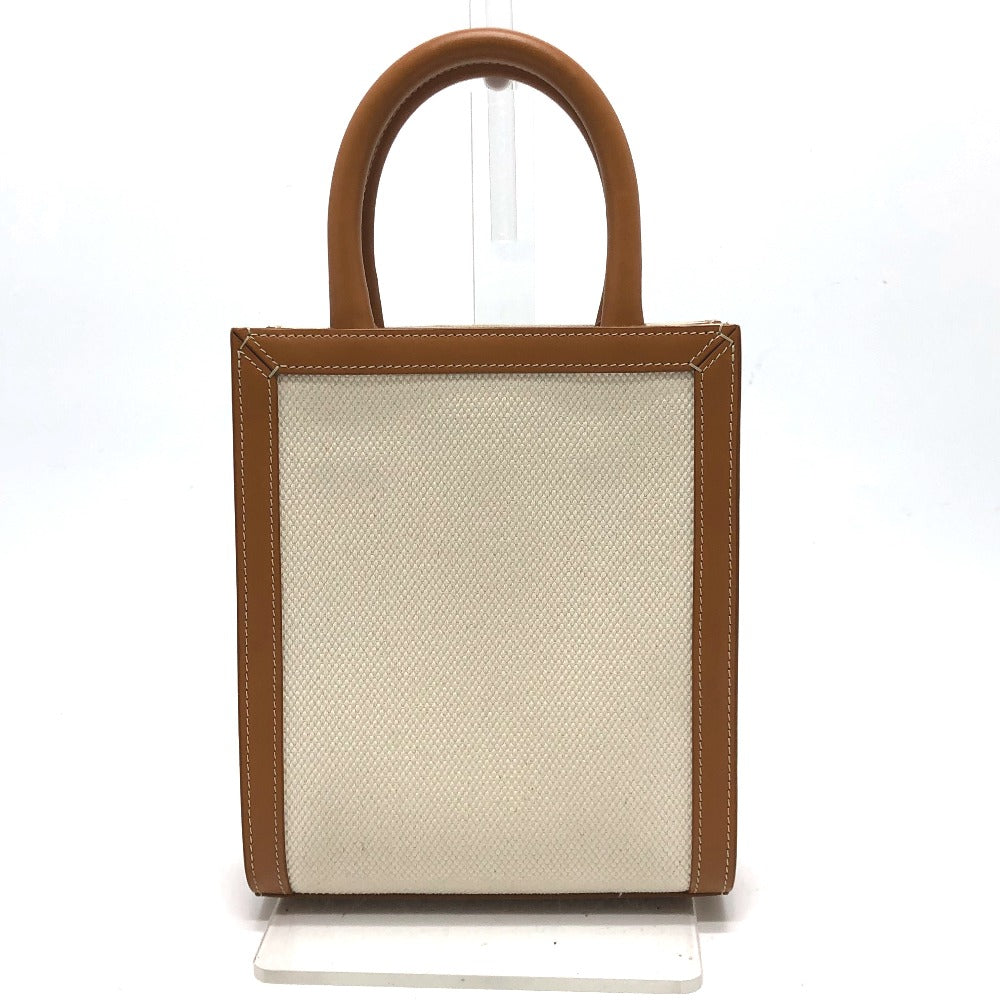 CELINE Shoulder Bag Canvas / leather beige logo Vertical hippo mini Women