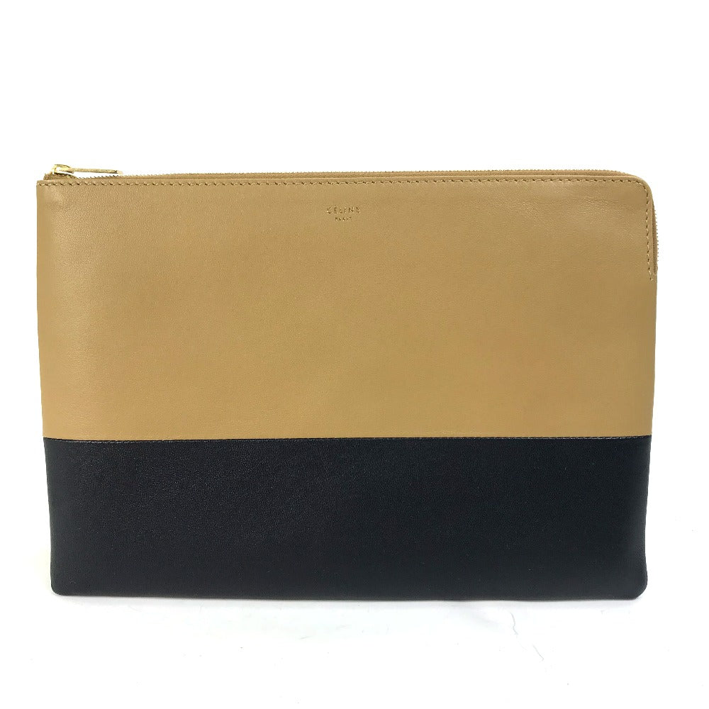 CELINE Clutch bag leather Brown Two-tone By color Women