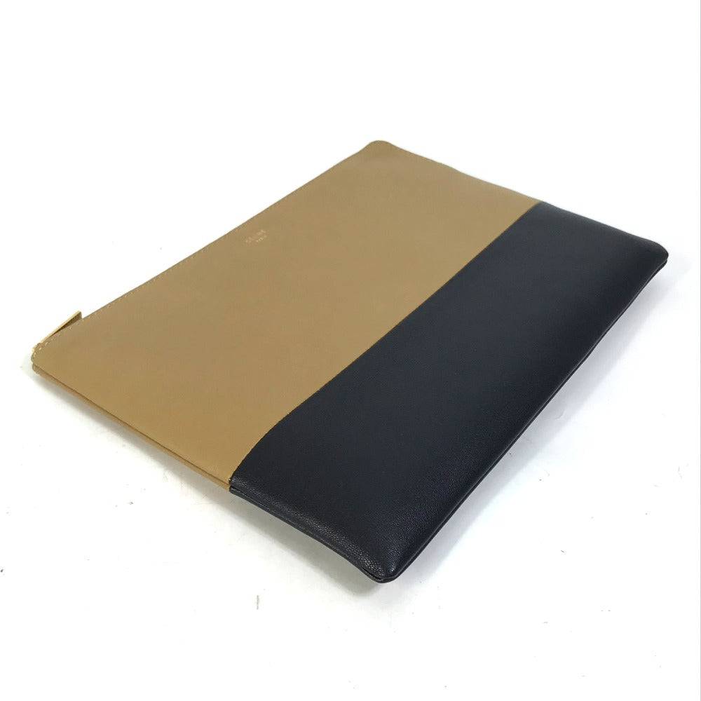 CELINE Clutch bag leather Brown Two-tone By color Women