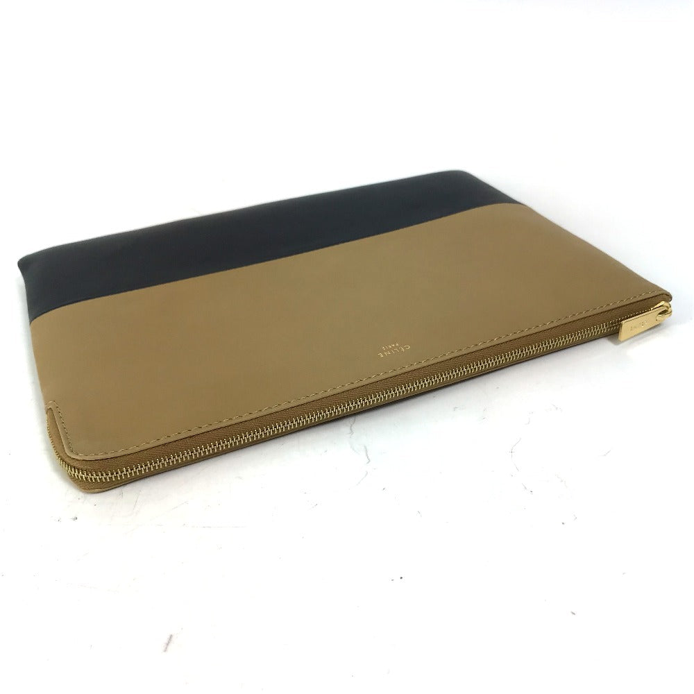 CELINE Clutch bag leather Brown Two-tone By color Women