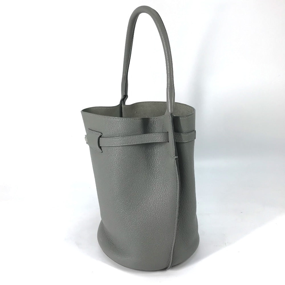 CELINE Handbag leather gray Shoulder bag with pouch Big bag Bucket Women Secondhand