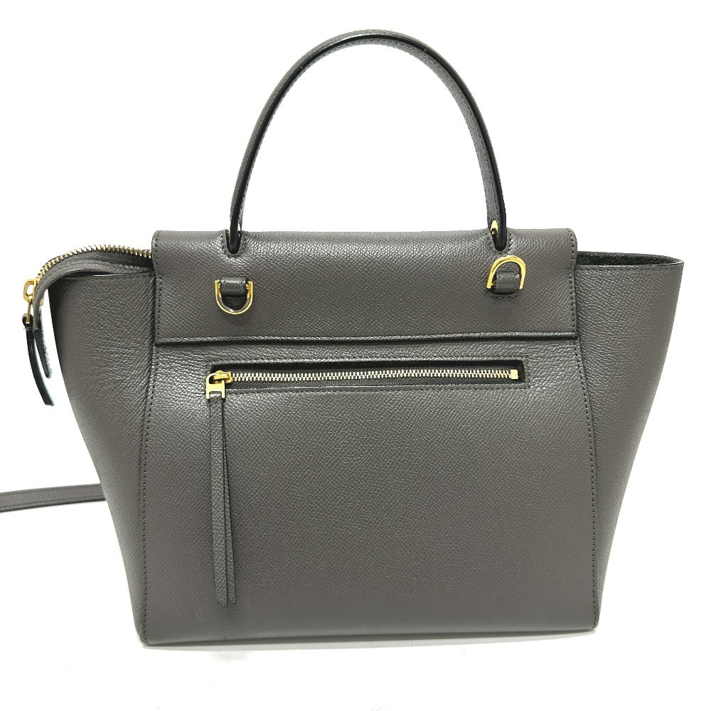 CELINE Handbag leather gray logo Belt bag micro Women