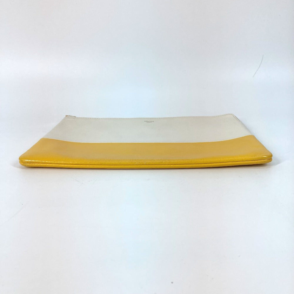 CELINE Clutch bag leather White x yellow By color Women