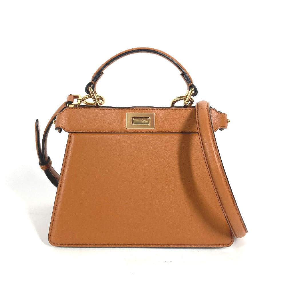 FENDI Shoulder Bag 8BN335 leather Brown Peekaboo ISeeU Petit