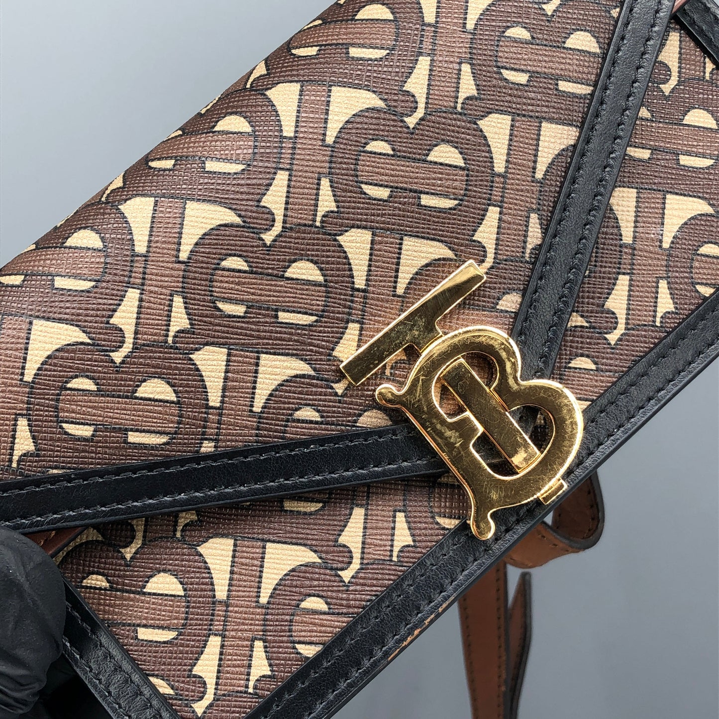 Burberry TB Monogram Canvas Waist Belt Fanny Pack Brown