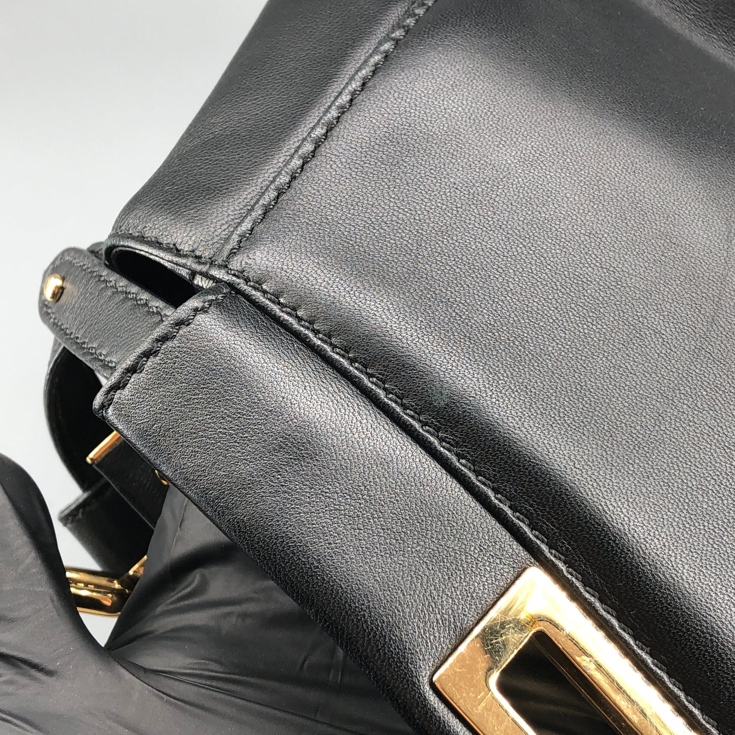 Fendi Mini Black Smooth Leather Peekaboo Handbag