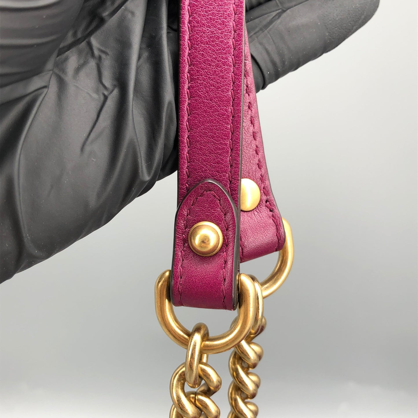 Gucci Marmont Fuchsia Velvet Matelasse Chain Shoulder Bag