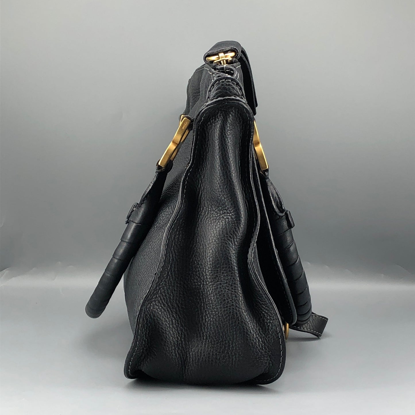 Chloe Black Marcie Large Grain Leather Tote Bag
