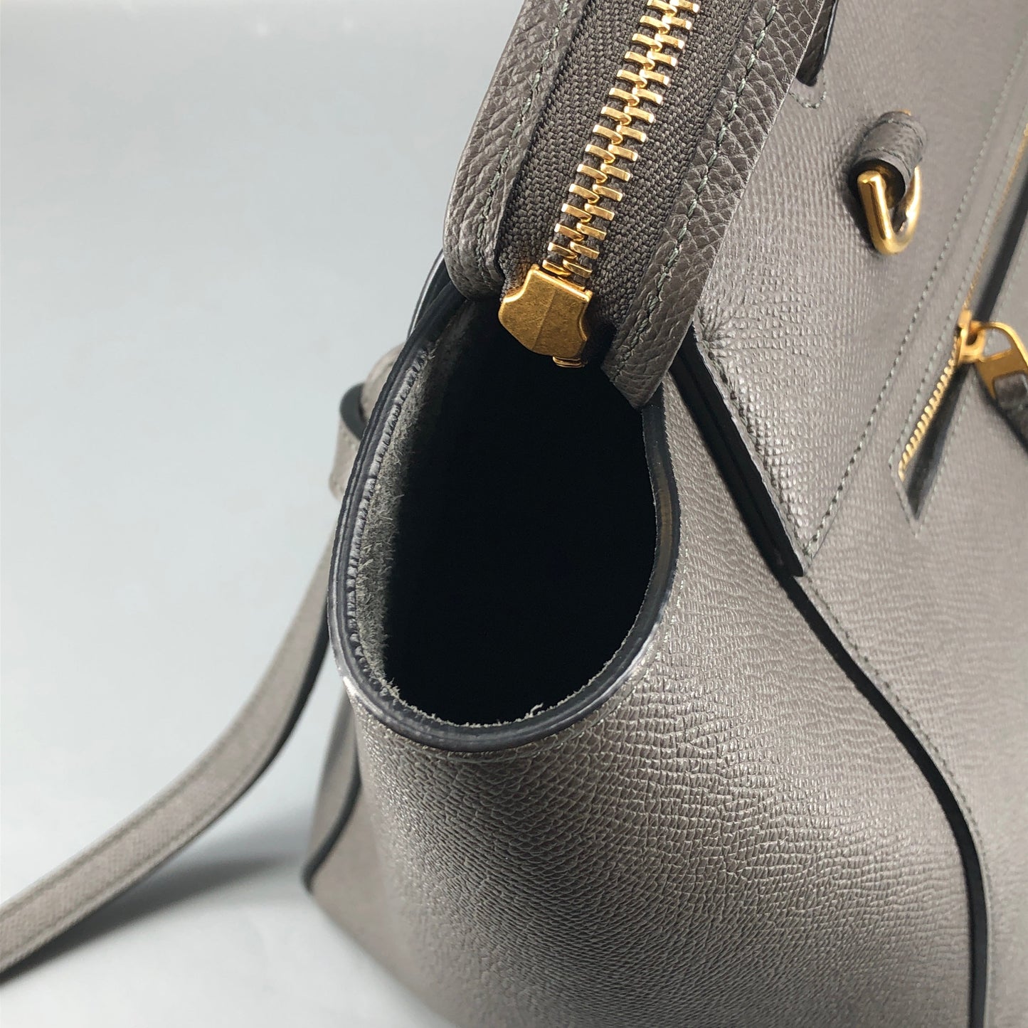Celine Mini Belt Bag Grey Grained Leather Handbag