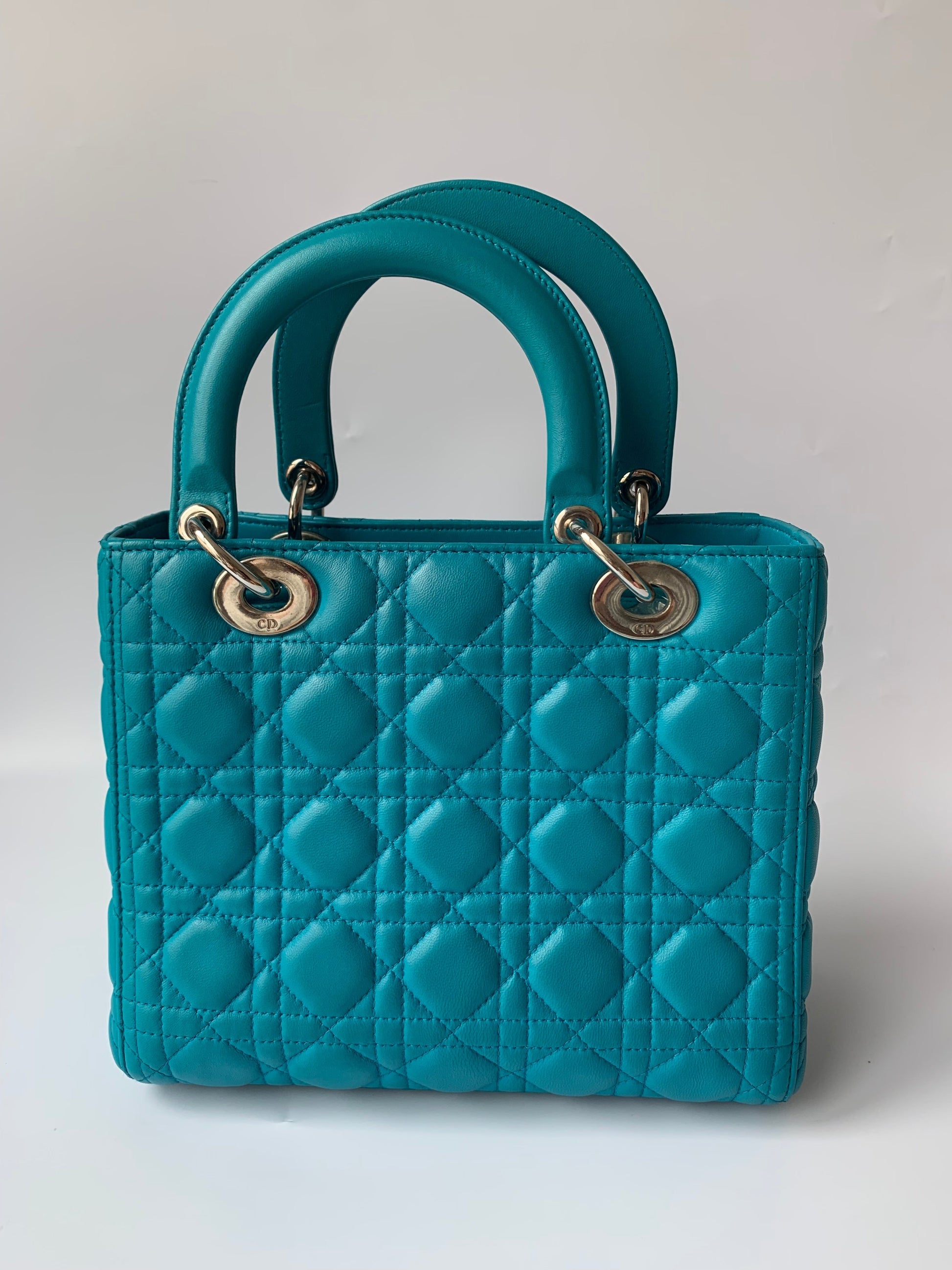 Lady Dior Medium Bag Blue Cannage Lambskin Leather