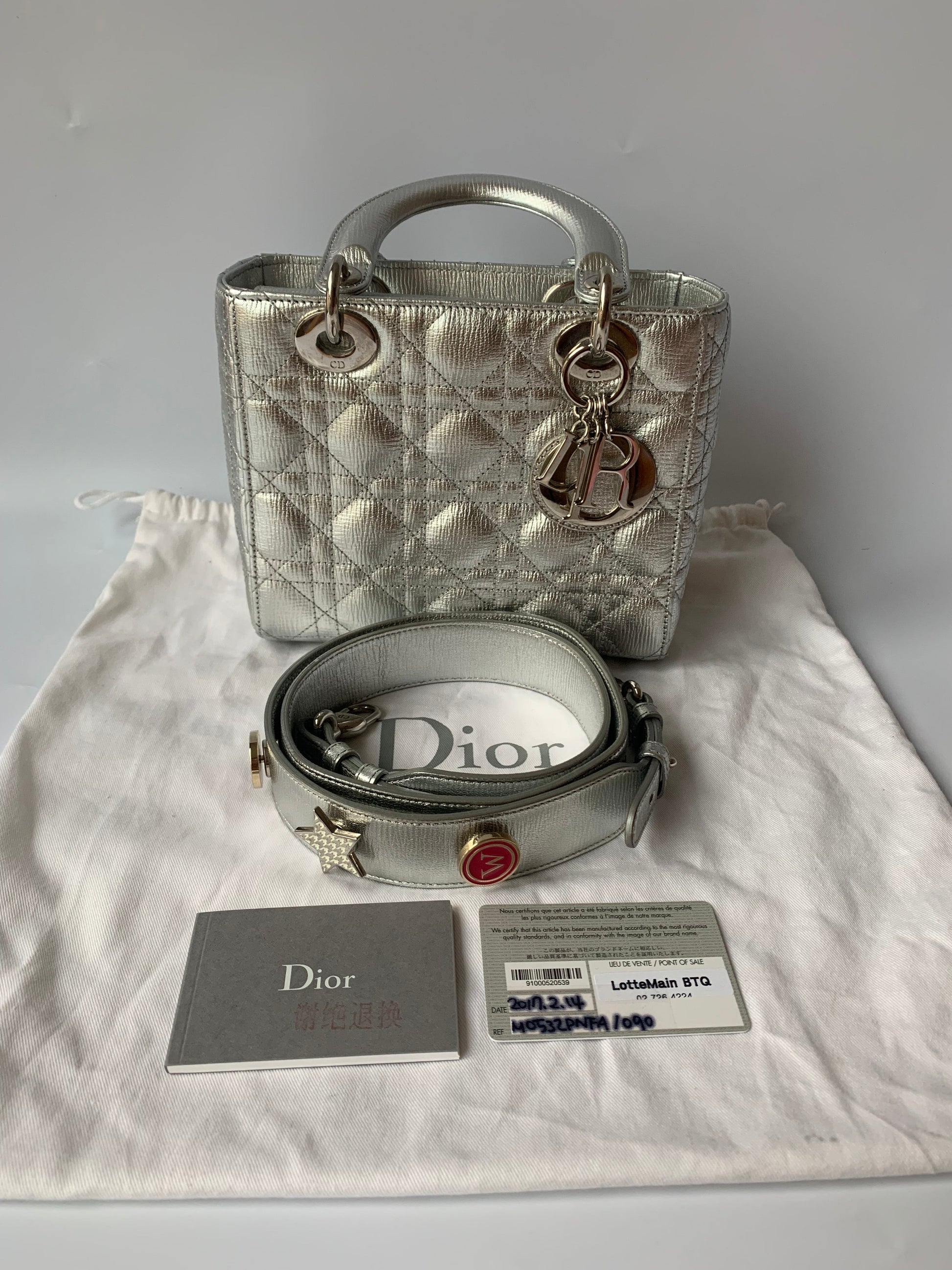 Lady Dior ABCdior Small Silver Cannage Lambskin Handbag
