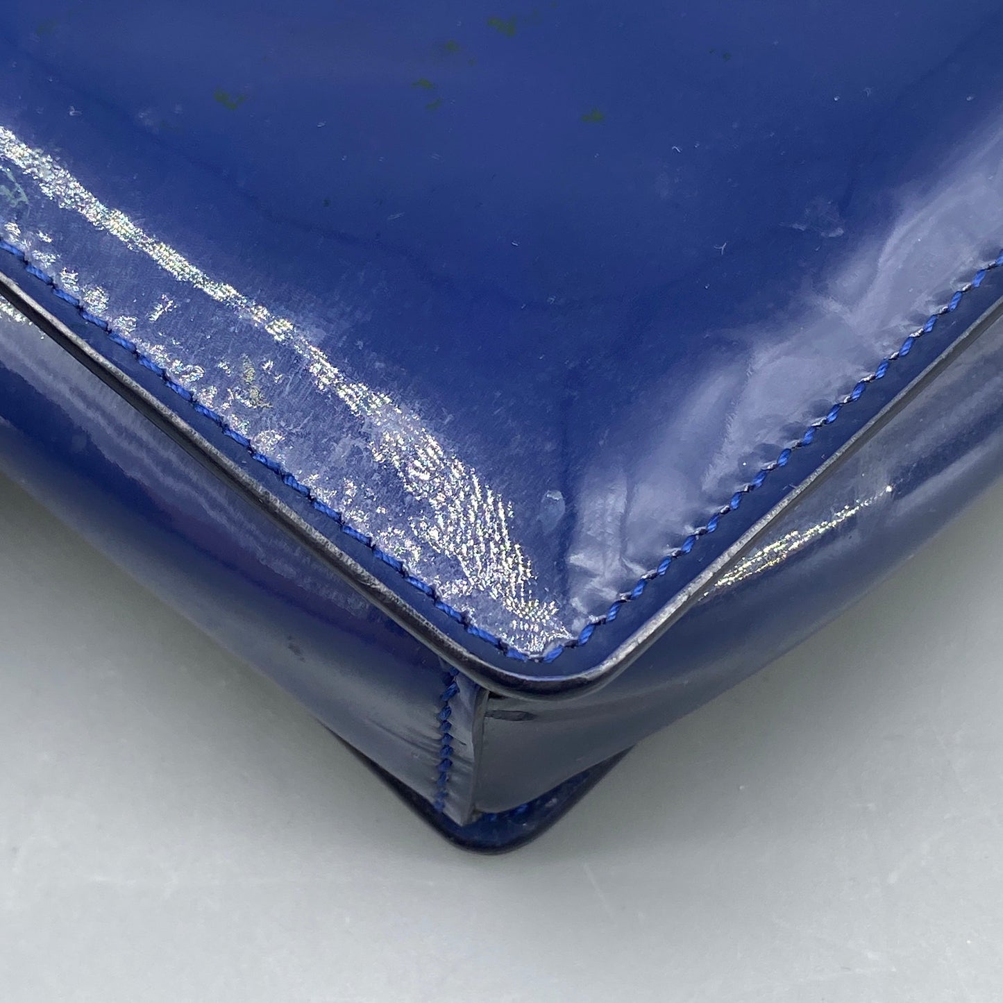 Salvatore Ferragamo Vara Bow Patent Leather Shoulder Bag Royal Blue