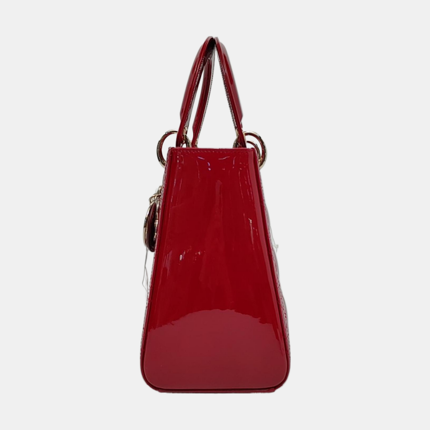 Lady Dior 2020 Medium Red Burgundy Patent Leather Handbag Gold Hardware