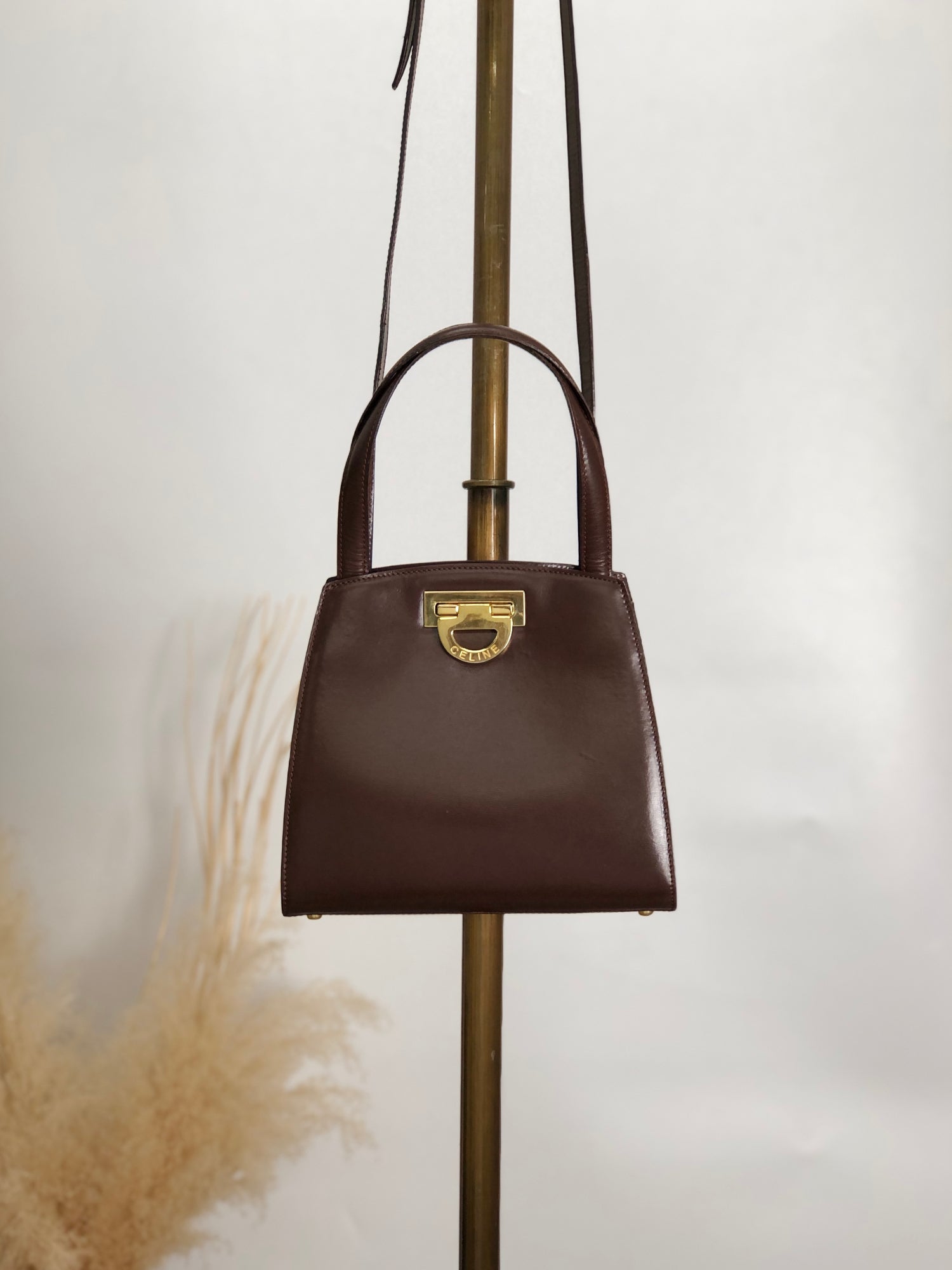CELINE Horse Bit Two-way Handbag Shoulder bag Brown 3rwc7g
