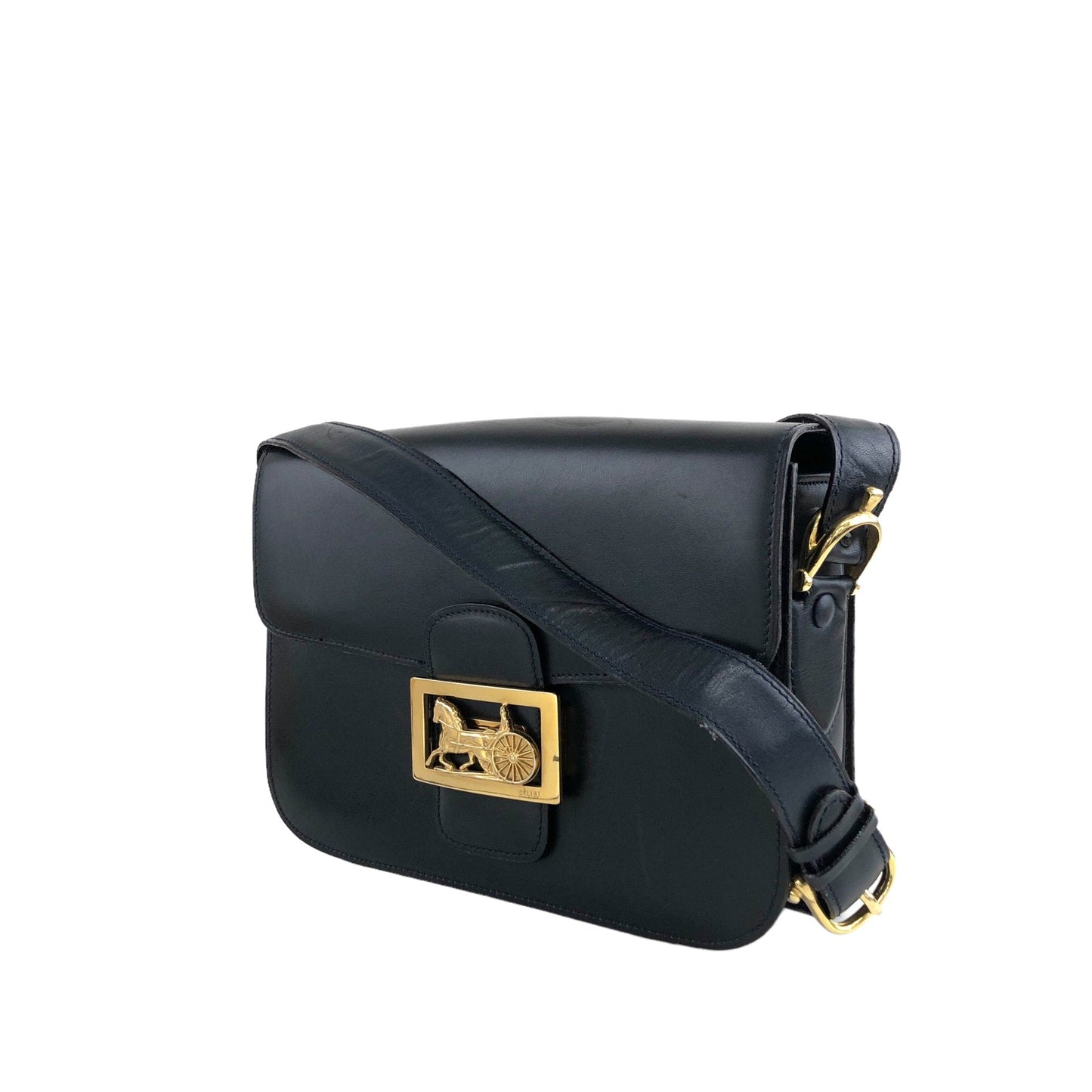 CELINE Horse Carriage Shoulder bag Navy 8fttsw