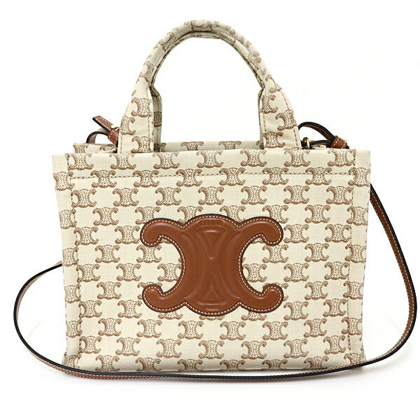 CELINE Tote Bag U-GA-0293 canvas beige Small Cabas Thais Triomphe Canvas Tote Bag