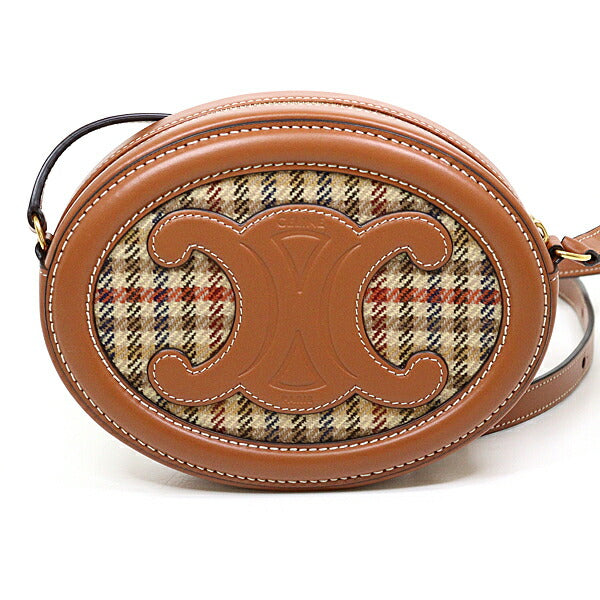CELINE Shoulder Bag 10I702EQH.14ML leather Brown Crossbody Oval Purse Cuir