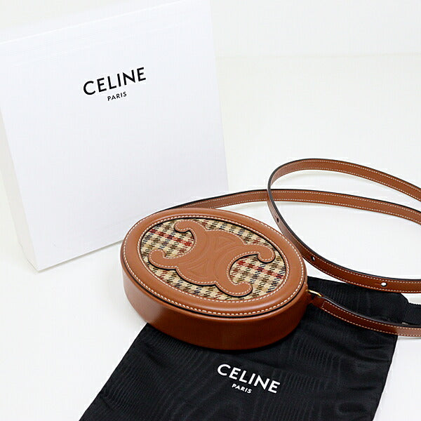 CELINE Shoulder Bag 10I702EQH.14ML leather Brown Crossbody Oval Purse Cuir