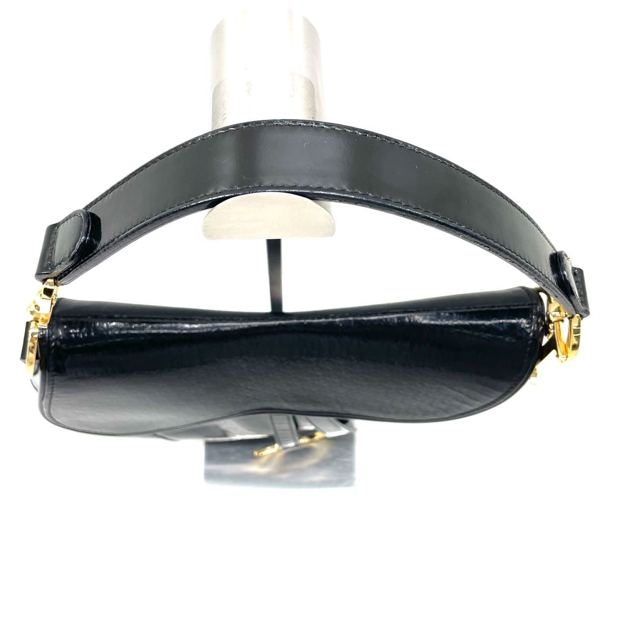 Dior Saddle Small Shoulder Bag Black Patent Leather