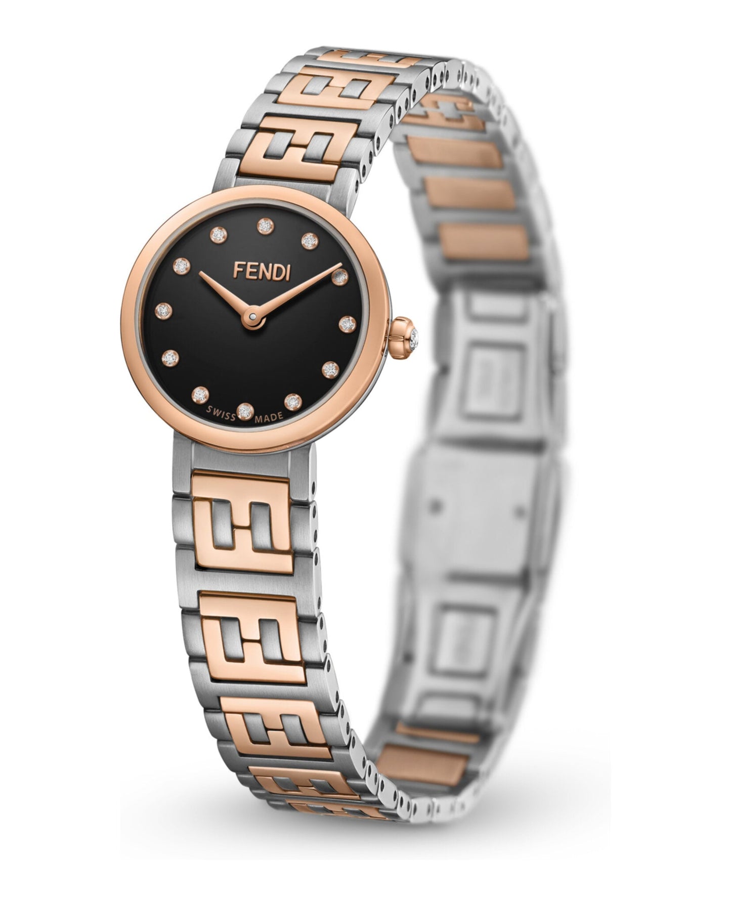 Fendi Womens Two Tone 19mm Bracelet Fashion Watch