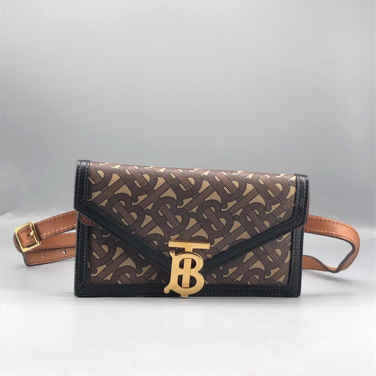 Burberry TB Monogram Canvas Waist Belt Fanny Pack Brown