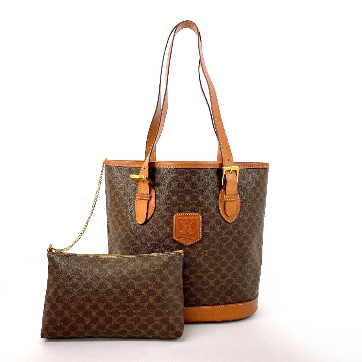 CELINE Shoulder Bag PVC, Leather Brown Macadam Women