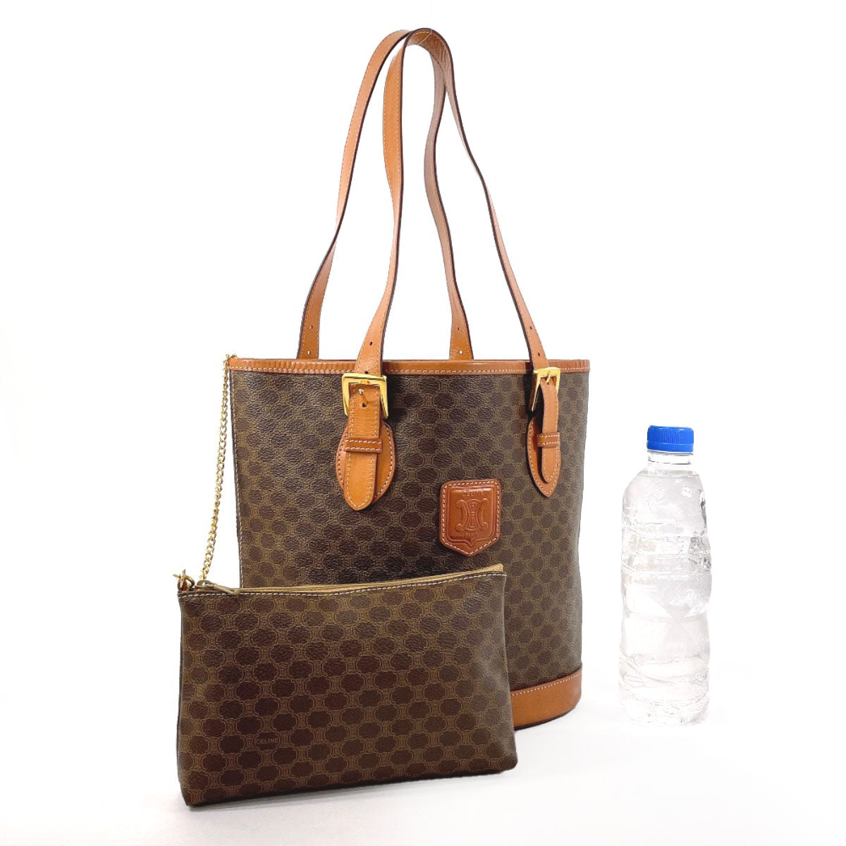 CELINE Shoulder Bag PVC, Leather Brown Macadam Women