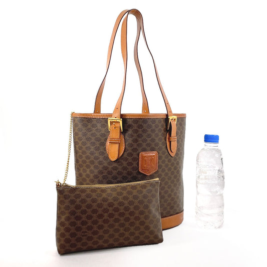 CELINE Shoulder Bag PVC, Leather Brown Macadam Women