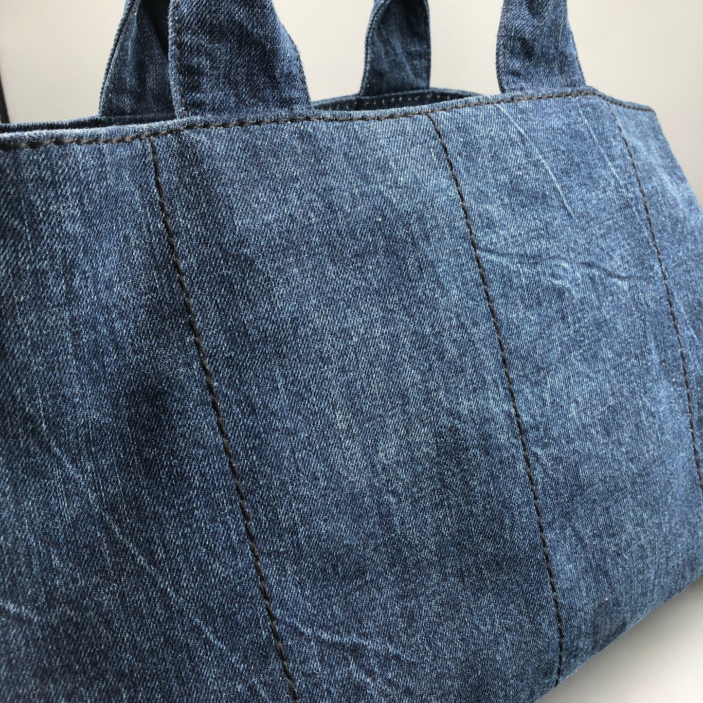 Prada Dark Blue Denim Large Tote Bag Size