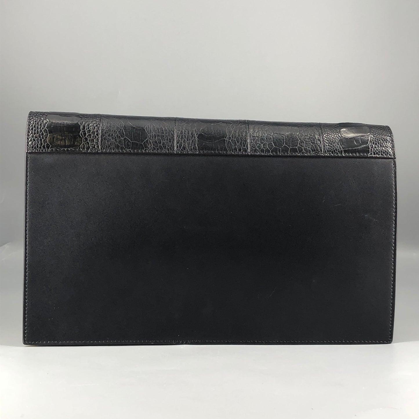 Celine Genuine Python & Smooth Calfskin Envelope Chain Shoulder Bag Black