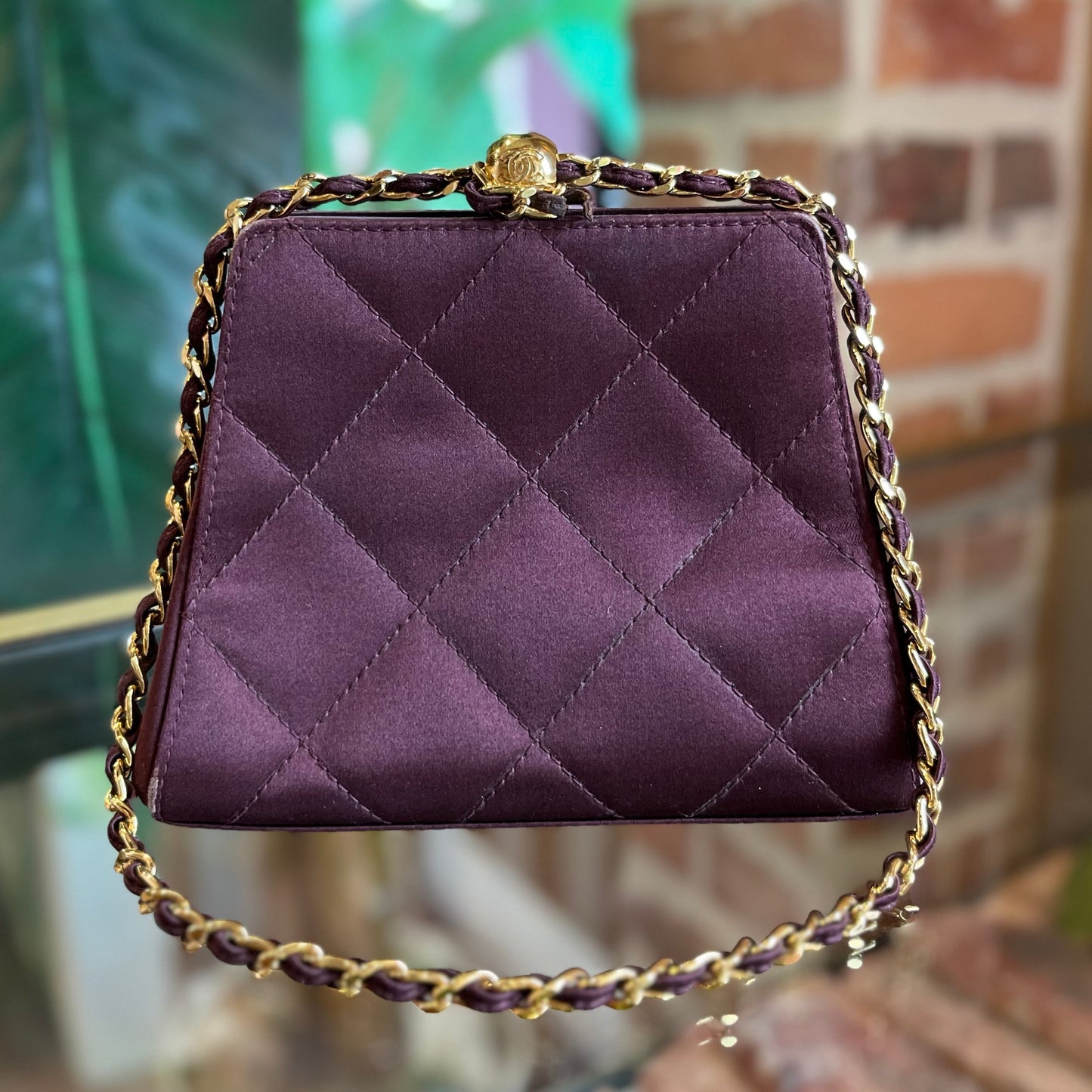 Chanel Silk Plum Colored Handbag - Rovelle Bags