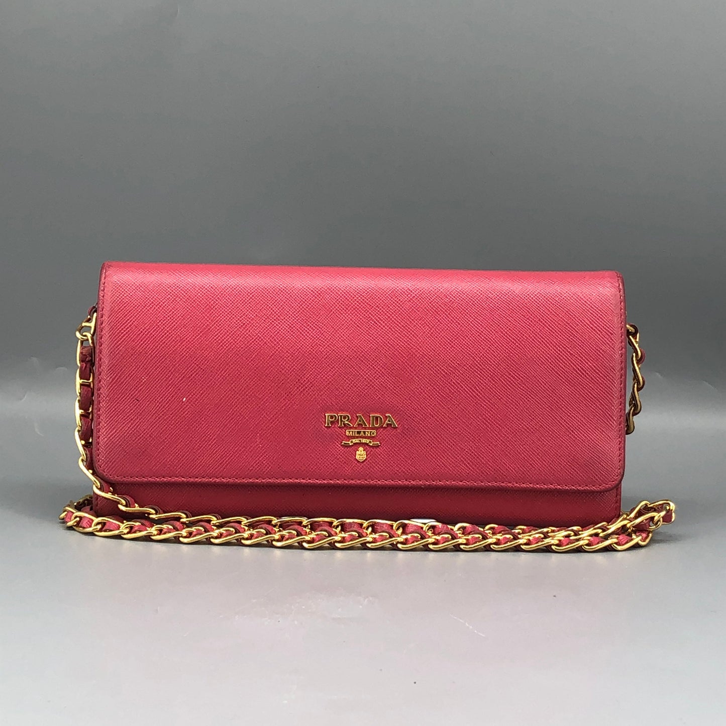 Prada Saffiano Leather WOC Wallet On Chain Hot Pink