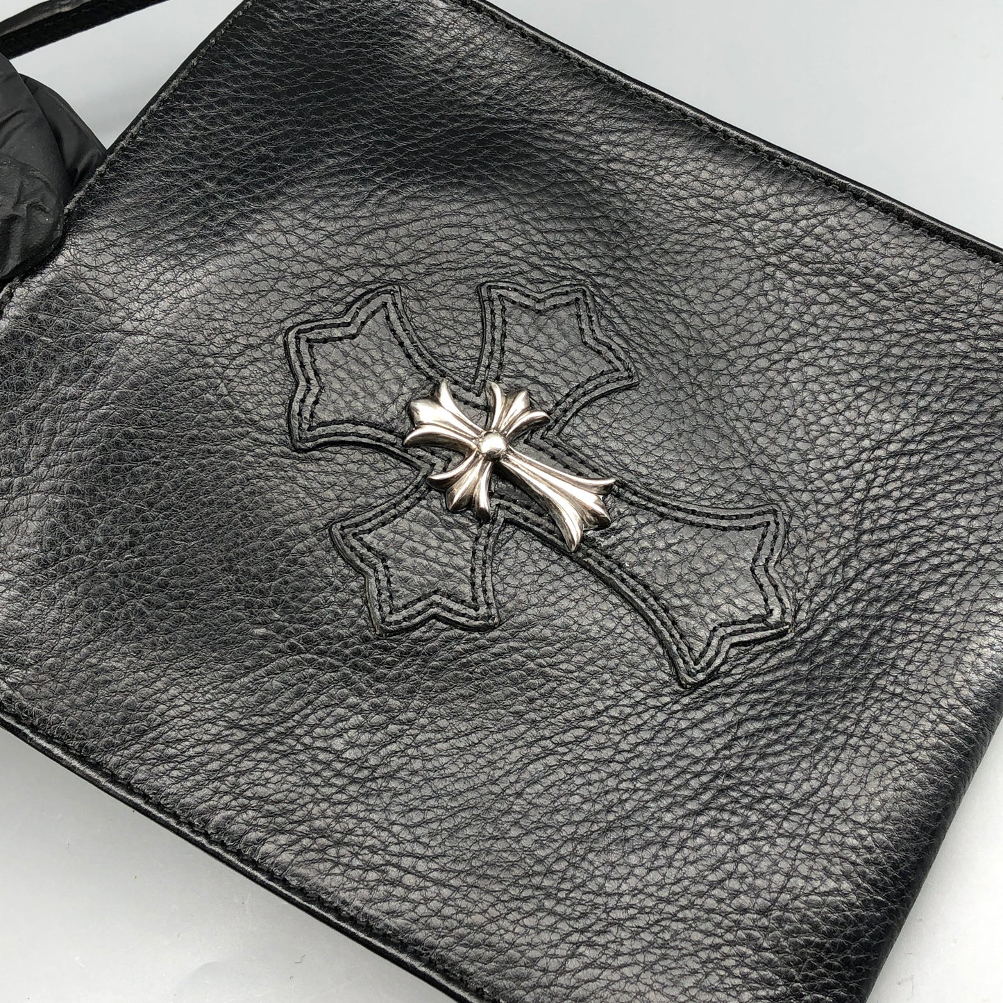 Chrome Hearts Cross Logo Leather Crossbody Bag Black